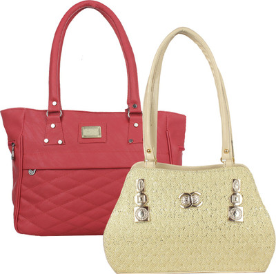

Fillin Cart Hand-held Bag(Pink, Beige), Beige;pink