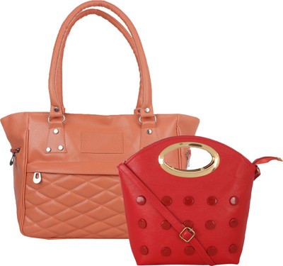 Element Cart Hand-held Bag(Tan, Red), Red;tan