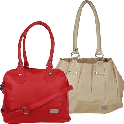 

Element Cart Hand-held Bag(Red, Beige), Beige;red