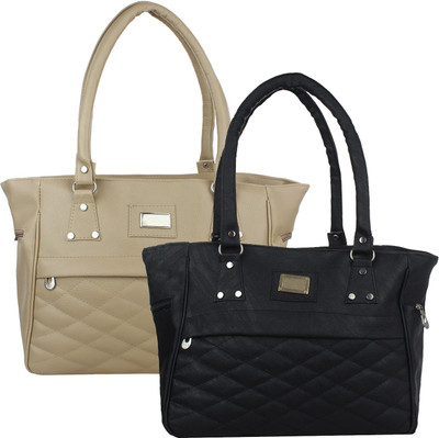 

Element Cart Hand-held Bag(Black, Beige), Beige;black