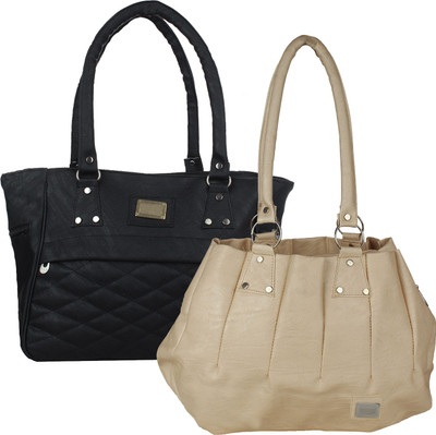 

Element Cart Hand-held Bag(Black, Beige), Beige;black