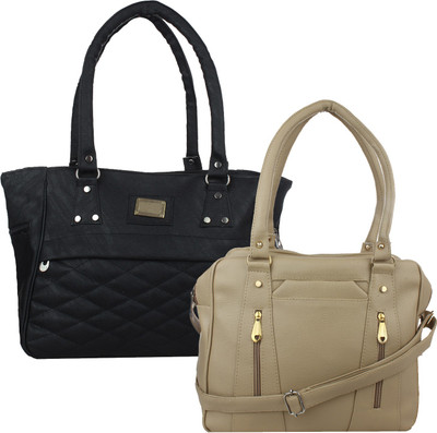 

Element Cart Hand-held Bag(Black, Beige), Beige;black