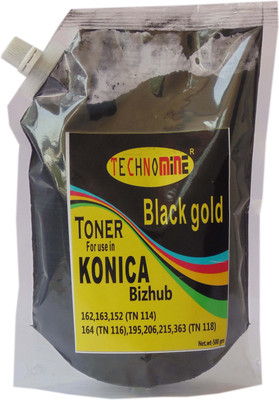 

Technomine Toner powder For use in Konica Minolta Bizhub TN 114,TN 115, TN 116, TN 118 ,162,163,152,164,195,215,226,363 Refilling Toner Black ( 500 gm ) Single Color Ink Toner(Black)
