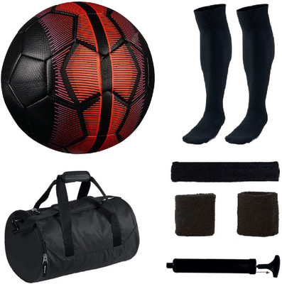 

SportsCorner Combo of Mercurial Black/Red Football (Size-5) with 5 Other items Football Kit