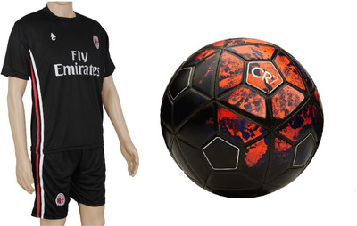 

SportsCorner Combo of CR7 Red/Black Football (Size-5) with Suit (Jersey + Shorts) Football Kit