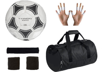 

SportsCorner Combo of Tango Black & White Football (Size-5), Kit Bag & Supporters Football Kit