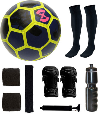 

SportsCorner Combo of Strike X Blue/Yellow Football (Size-5) & Kit of 5 Other items Football Kit