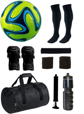 

SportsCorner Combo of Green Brazuca Football (Size-5)with 7 Other items Football Kit
