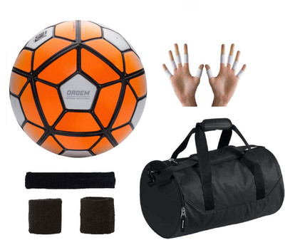 

SportsCorner Combo of Ordem Orange/White Football (Size-5), Kit Bag & Supporters Football Kit