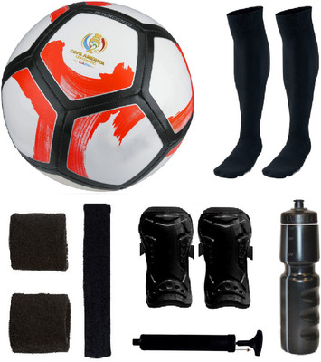 

SportsCorner Combo of Pitchciento Cope America Centenario White/Red Football (Size-5) & Kit of 5 Other items Football Kit