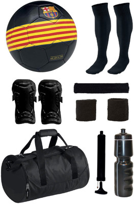 

SportsCorner Combo of Ordem Barca Black/Yellow/Red Football (Size-5) with 7 Other items Football Kit
