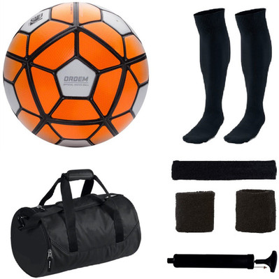 

SportsCorner Combo of Ordem Orange/White Football (Size-5) with 5 Other items Football Kit