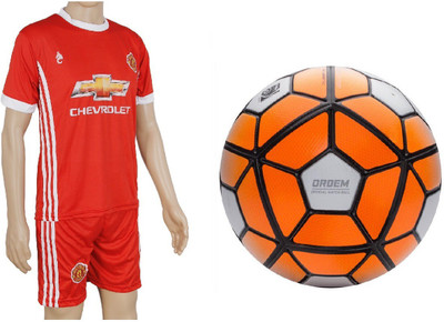 

SportsCorner Combo of Ordem Orange/White Football (Size-5) with Suit (Jersey + Shorts) Football Kit