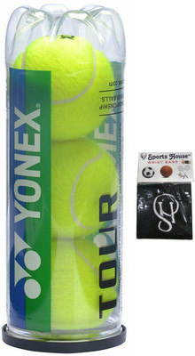 

Yonex Tour Lawn Tennis Balls (Pack of 3) WITH SPORTSHOUSE COTTON WRIST BAND ( pack of 1 ) Tennis Kit