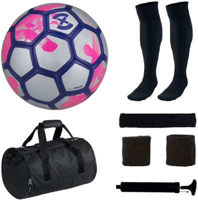 

SportsCorner Combo of Strike X Silver/Pink Football (Size-5) with 5 Other items Football Kit
