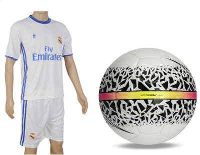 

SportsCorner Combo of React Hypervenom White/Black Football (Size-5) with Suit (Jersey + Shorts) Football Kit