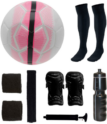 

SportsCorner Combo of Mercurial Veer White/Pink Football (Size-5) & Kit of 5 Other items Football Kit