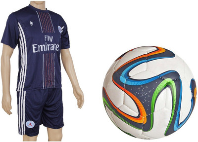 

SportsCorner Combo of Multicolor Brazuca Football (Size-5) with Suit (Jersey + Shorts) Football Kit