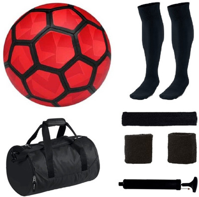 

SportsCorner Combo of Duro Red Football (Size-5) with 5 Other items Football Kit