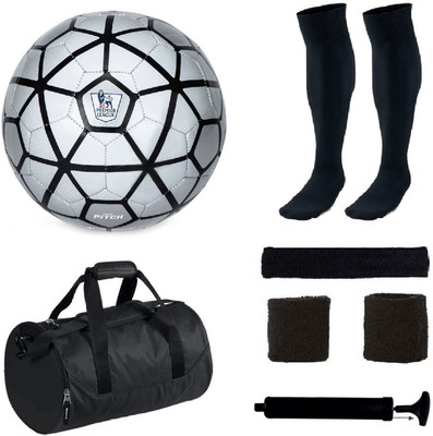 

SportsCorner Combo of Strike Silver Football (Size-5) with 5 Other items Football Kit