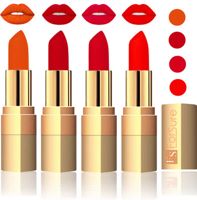 

Forsure Golden Velvet Matte Lipstick(Light Brown,Maroon,Mauve,Fast Red, 14 g)