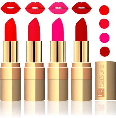 

Forsure Golden Velvet Matte Lipstick(Fast Red,Red,Peach,Coffee, 14 g)