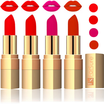 

Forsure Golden Velvet Matte Lipstick(Romantic Red,Sweet Red,Purple,Chocolate, 14 g)