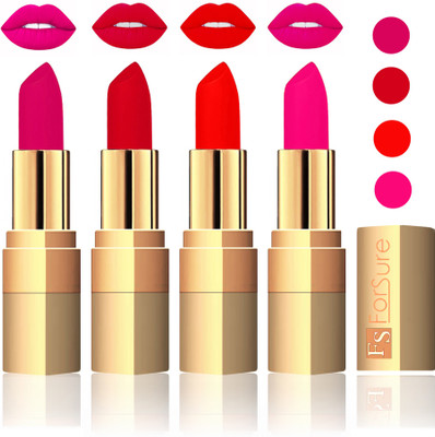 

Forsure Velvet Matte Lipstick(Purple,Mauve,Fast Red,Pink, 14 g)