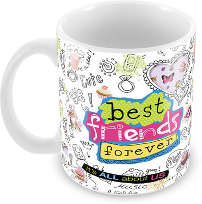 

Tuelip Printed Best Friend Forever with beautiful graffiti design for Tea And Coffee 350 ml Ceramic Mug(350 ml), White