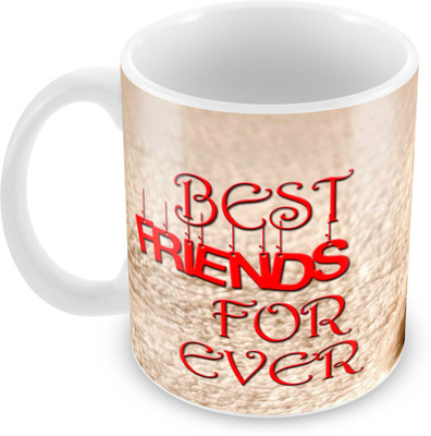 

Tuelip Printed Best Friend Forever for Tea And Coffee 350 ml Ceramic Mug(350 ml), White