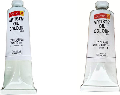 Camlin Titanium White & Flake White Artist Oil Color Series 1 in 120 ML Tube(Set of 2, Titanium White, Flake White)