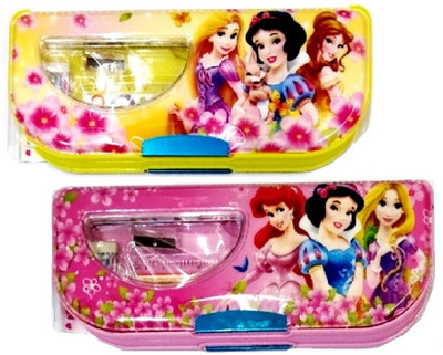 

S2KCrafts S2KC-1123 Princess Barbies stationery kit Art Plastic Pencil Boxes(Set of 2, Yellow, Pink)