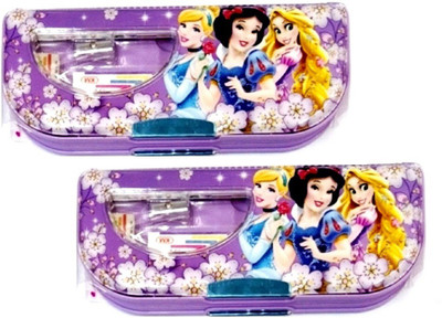 

S2KCrafts S2KC-1126 Princess Barbies stationery kit inside the box Art Plastic Pencil Boxes(Set of 2, Purple, Purple)