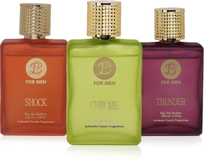 

LB Perfume LB CHROME, LB SHOCK AND LB THUNDER PERFUME FOR MEN 100 ML EDP(PACK OF 3) Eau de Parfum - 25 ml(For Men)
