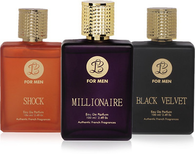 

LB Perfume LB MILLIONAIRE, LB BLACK VELVET AND LB SHOCK PERFUME FOR MEN 100 ML EDP(PACK OF 3) Eau de Parfum - 25 ml(For Men)