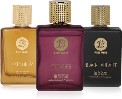 

LB Perfume LB THUNDER, LB BLACK VELVET AND LB EXPLORER PERFUME FOR MEN 100 ML EDP(PACK OF 3) Eau de Parfum - 25 ml(For Men)