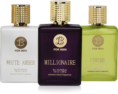 

LB Perfume LB MILLIONAIRE, LB CHROME AND LB WHITEAMBER PERFUME FOR MEN 100 ML EDP(PACK OF 3) Eau de Parfum - 25 ml(For Men)