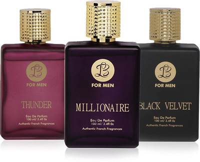 

LB Perfume LB MILLIONAIRE, LB THUNDER AND LB BLACK VELVET PERFUME FOR MEN 100 ML EDP(PACK OF 3) Eau de Parfum - 25 ml(For Men)