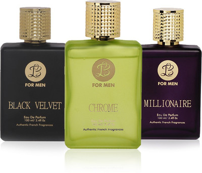 

LB Perfume LB CHROME, LB BLACK VELVET AND LB MILLIONAIRE PERFUME FOR MEN 100 ML EDP(PACK OF 3) Eau de Parfum - 25 ml(For Men)