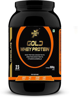 

MightyX Gold Whey Protein | High Protein Energy Drink Powder - Chocolate, 2 lb, 23 Servings Whey Protein(2 pounds, Chocolate)