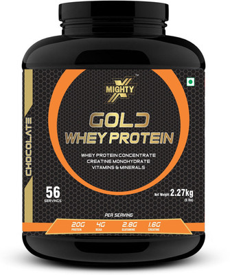 

MightyX Gold Whey Protein | High Protein Energy Drink Powder - Chocolate, 5 lb, 56 Servings Whey Protein(2.27 kg, Chocolate)