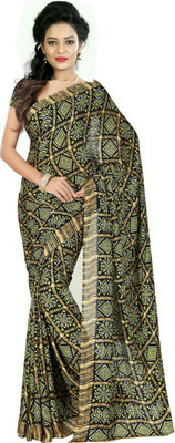 RAJASTHANI BANDEJ Printed Bandhani Crepe Saree(Multicolor)