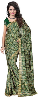 RAJASTHANI BANDEJ Printed Bandhani Crepe Saree(Multicolor)