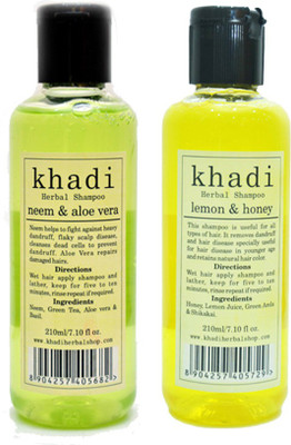 

Vagad's Khadi Neem & Aloevera, Lemon & Honey Shampoo Set of 2(420 ml)