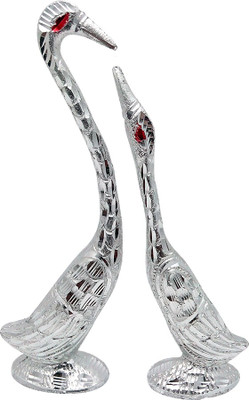 

Art N Hub Feng Shui Romantic Aluminium Swan Pair (H-19 CM) Decorative Showpiece - 19 cm(Aluminium, Silver)