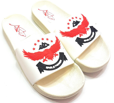 

Angel Fashion Angel Fashion Eagle-Power Slipper Slides for Men Slides, White