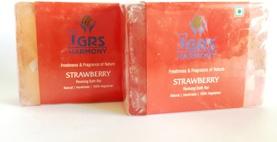 

IGRS Harmony Natural Strawberry Soap 100g with pure essential oils and herbal extracts of Strawberry fruit and Cucumber, Parabens and Sulphate free, hand made to provide a soft and glowing skin (Pack of 2)(100 g, Pack of 2)