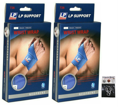 

lp Wrist Wrap Thumb Hole (#726) -  (Pack of 2) With SportsHouse Cotton Wrist Band Thumb Support (, Blue