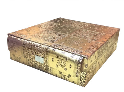

QTM Wooden Bangle Jewellery Imitation Storage Square Box 4 Rod, Gold Jewellery Vanity Box(Golden)