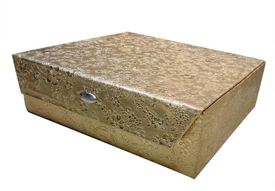 

STYLERA Wooden Bangle Jewellery Imitation Storage Square Mini Flower Box 2 Rod, Gold Jewellery Vanity Box(Golden)